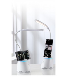 Lámpara Led De Escritorio Parlante Bluetooth Soporte Celular